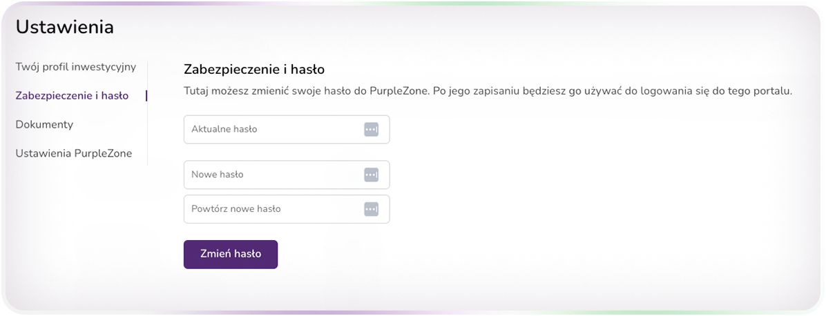 PurpleZone - Bezpieczeństwo i hasło